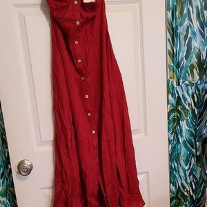 SHEIN Red Button-Front Maxi Dress